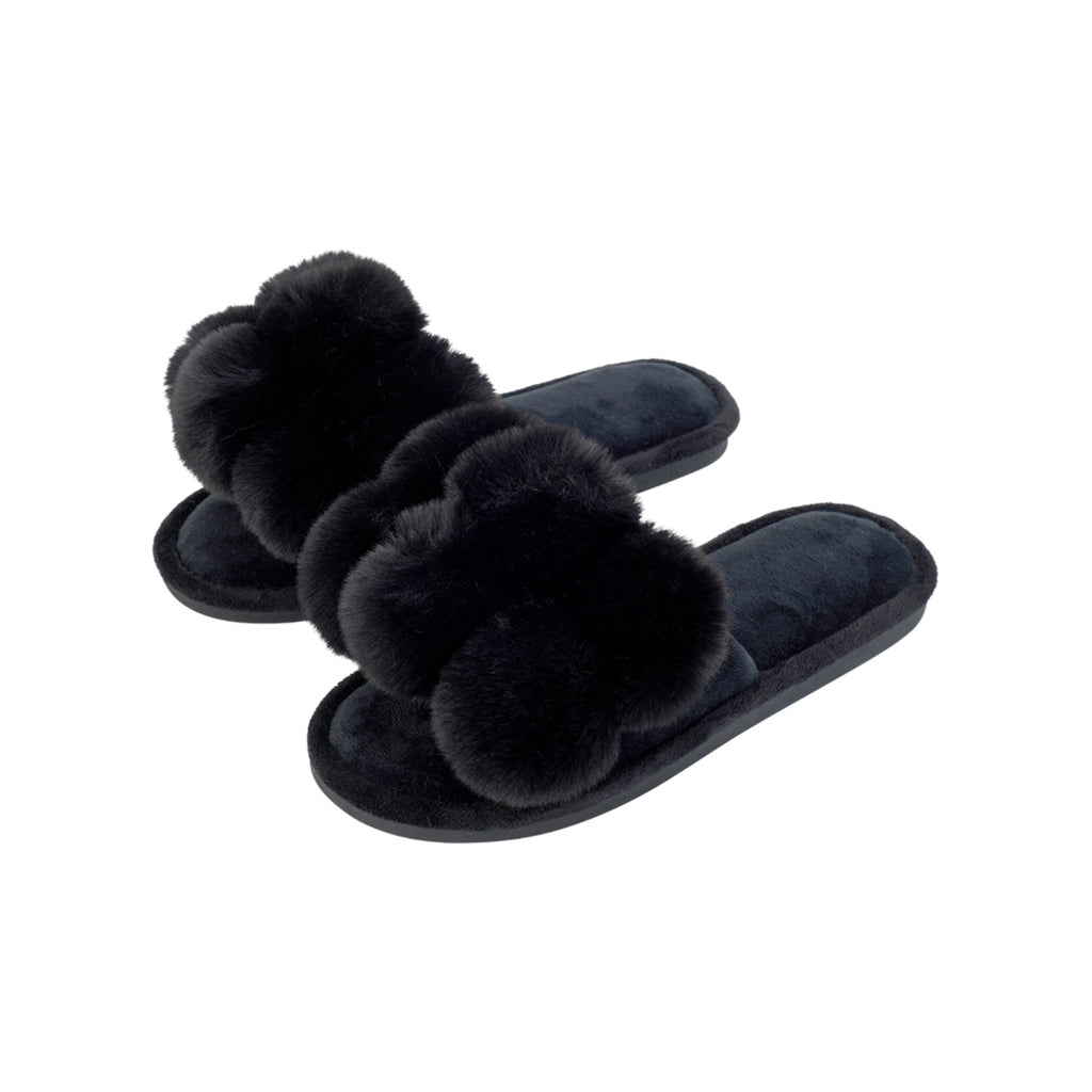 Slippers Luxe Pom Pom - Black