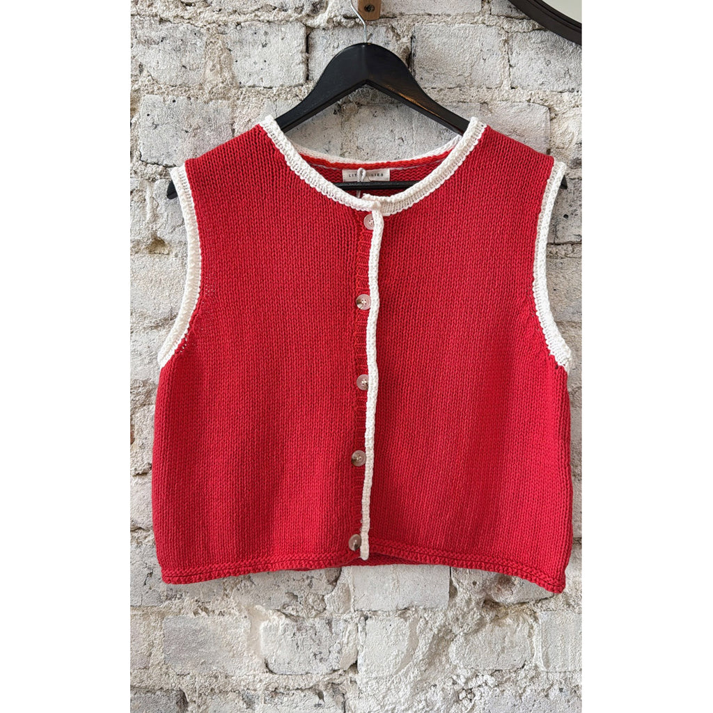 Top Contrast Raya Vest - Red