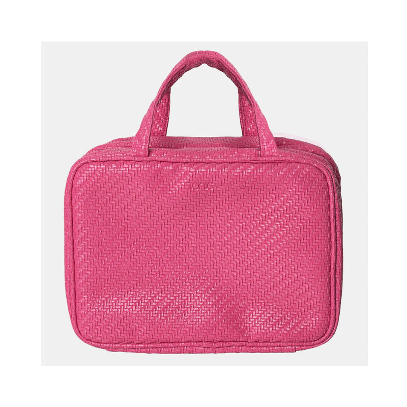 Cosmetic Bag Hanging Herringbone - Raspberry