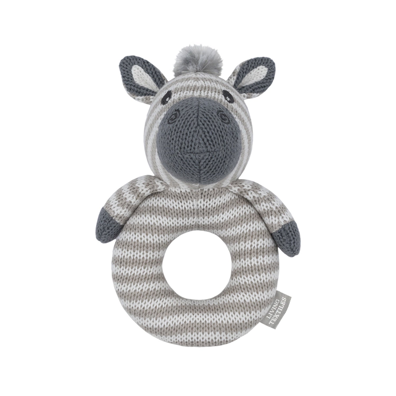 Knitted Ring Rattle - Zac The Zebra