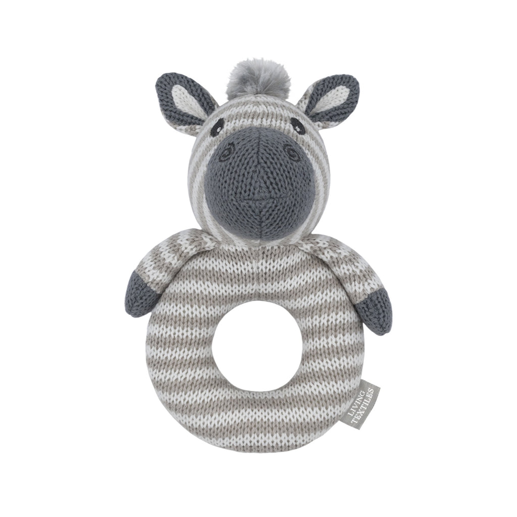 Knitted Ring Rattle - Zac The Zebra