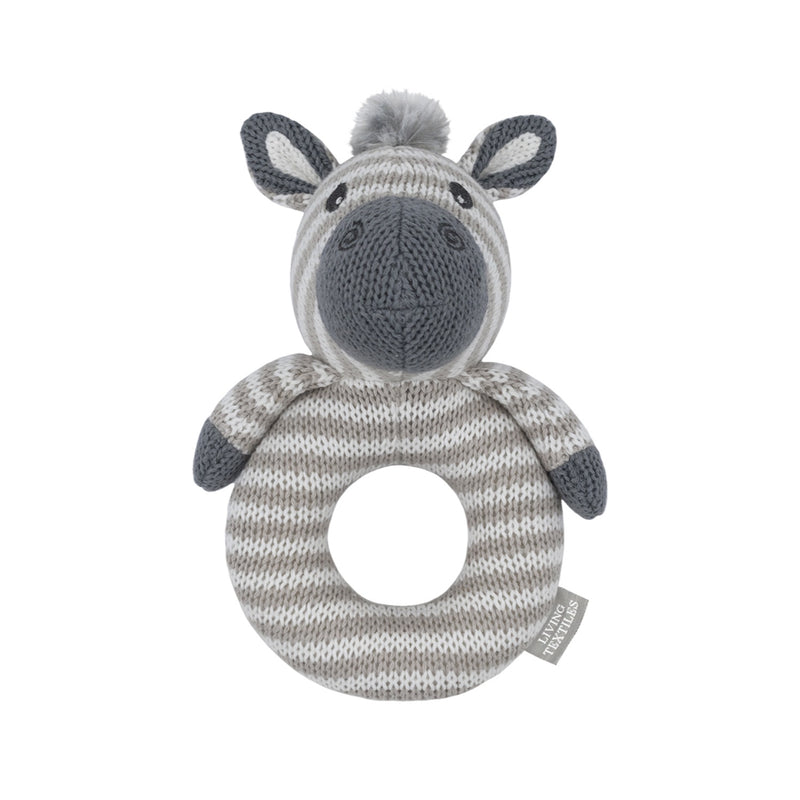 Knitted Ring Rattle - Zac The Zebra