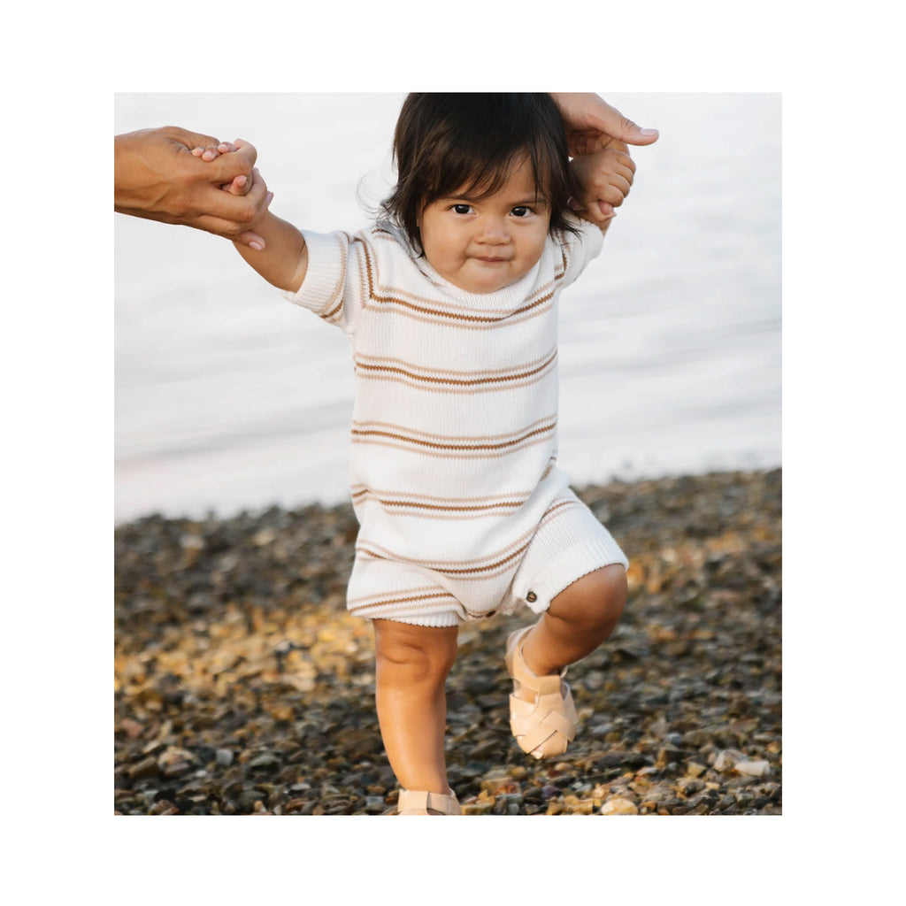 Baby Romper Tate Knit - Tan Stripe
