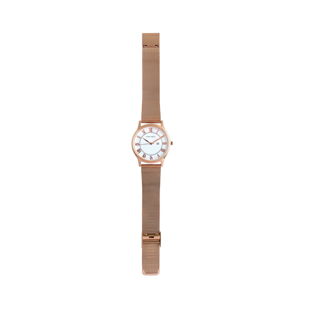 Watch Galaxy Leather - Rose Gold White Pink