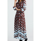 Dress Rossellini - Blue Brown Geo