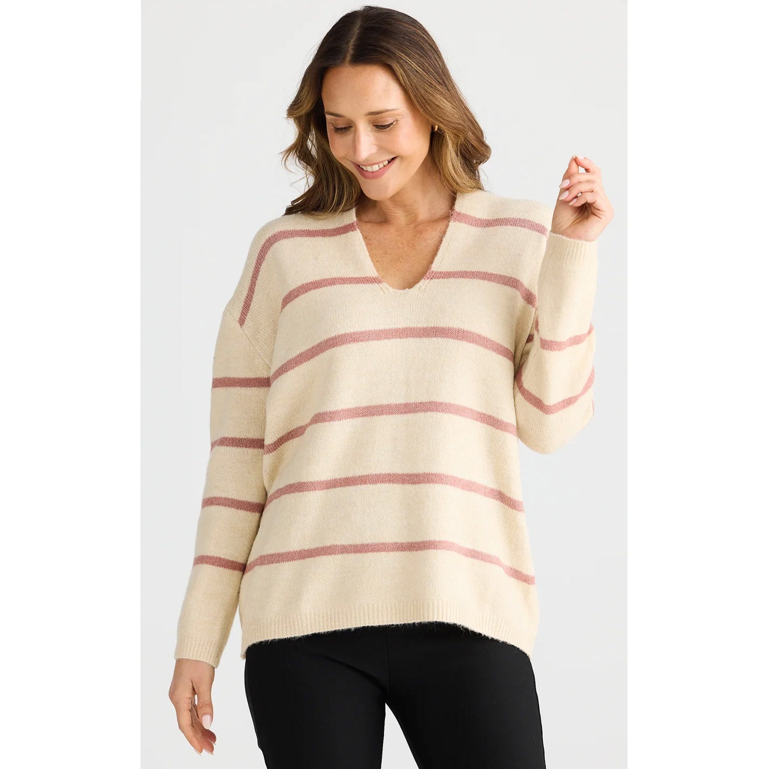 Knit Hallie - Off White & Rose
