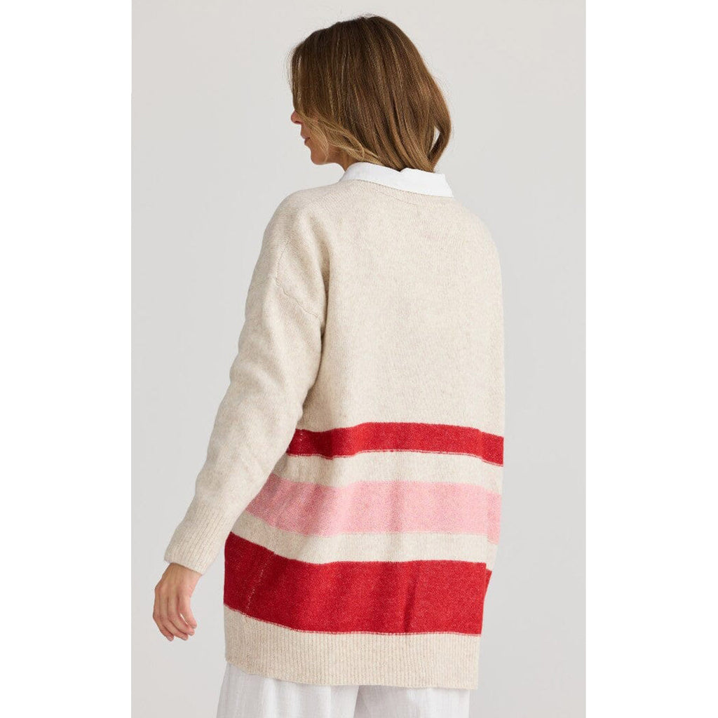 Knit On Deck Cardi - Red Stripe