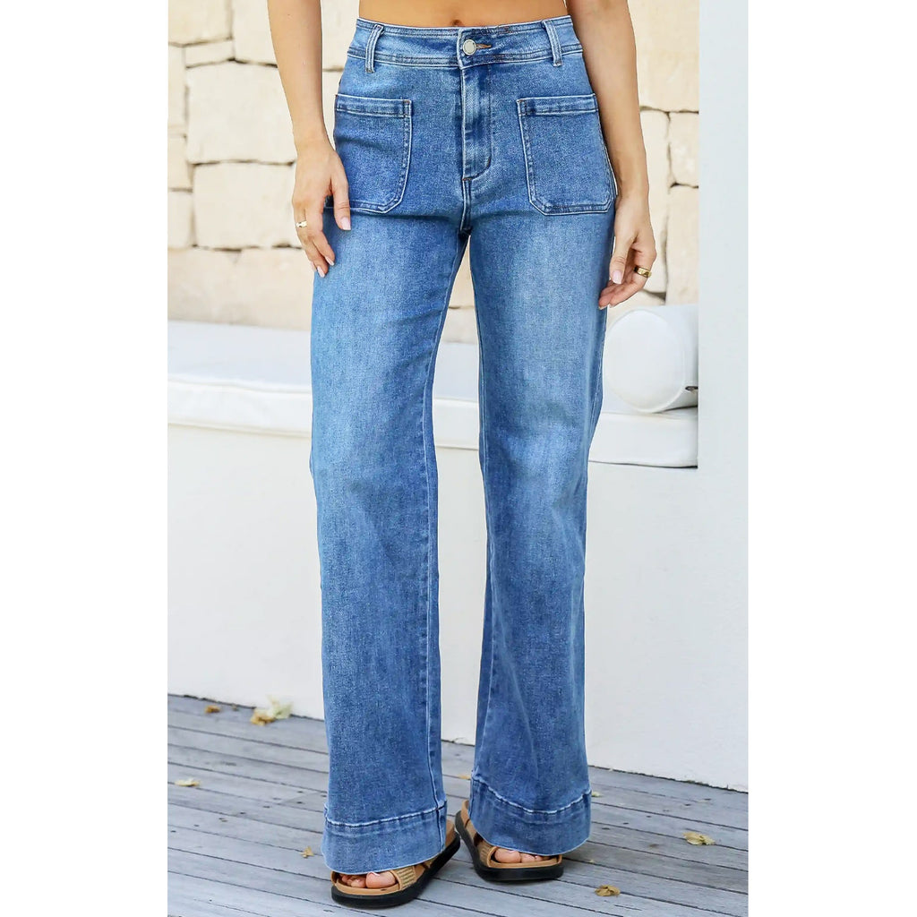 Jeans Pocket Front Wide Leg