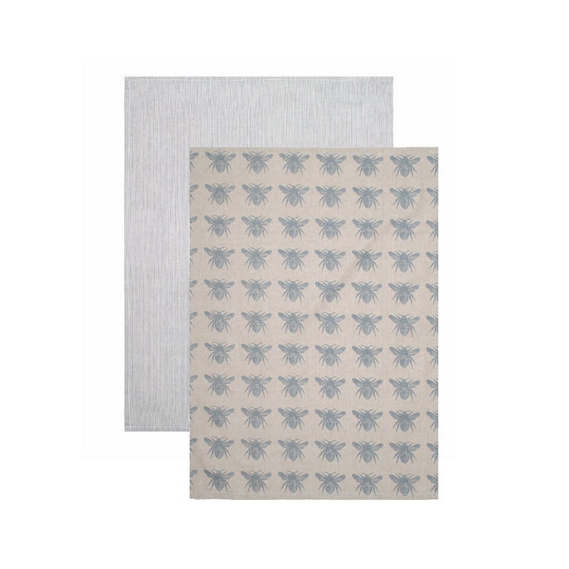 Tea Towel Pack 2 Honey Bee - Blue Haze