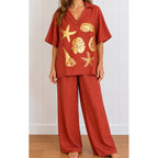 Top Seabreeze Foil Print - Terracotta w Gold Foil