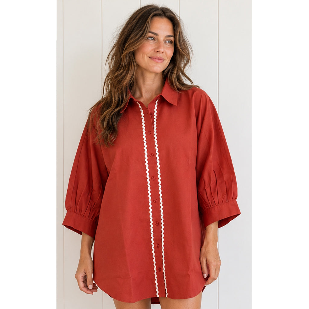 Shirt Seashell Ric Rac - Terracotta