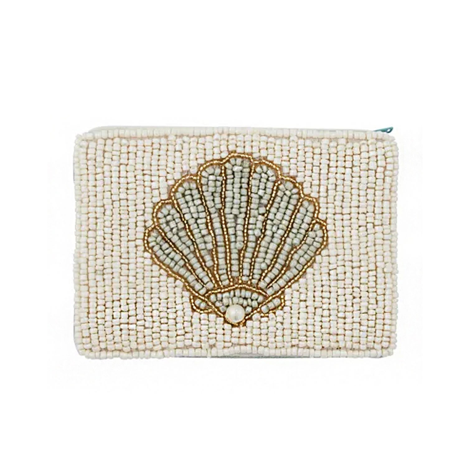 Pouch Venus Beaded 12x9cm Seafoam