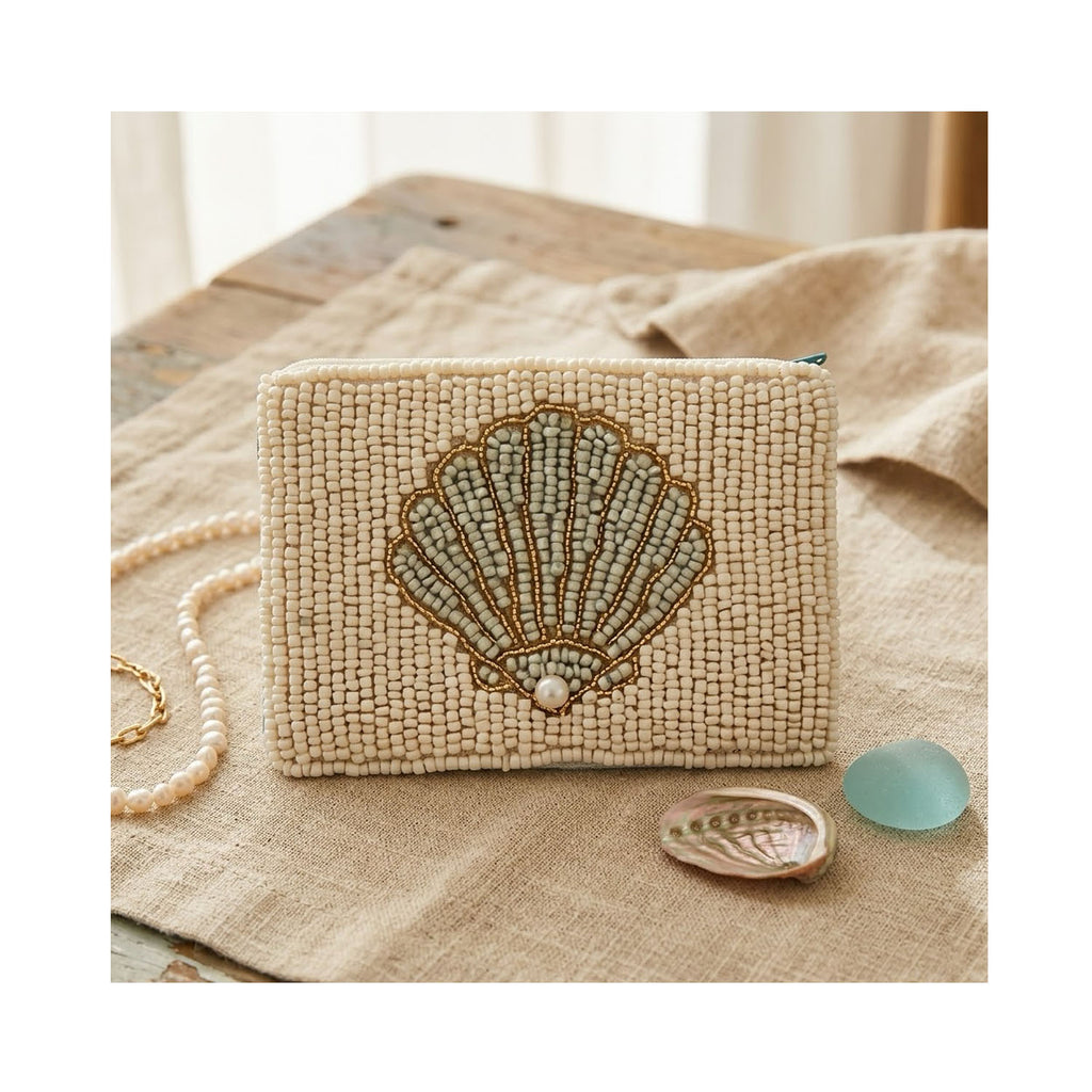 Pouch Venus Beaded 12x9cm Seafoam