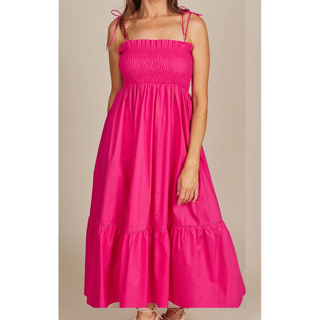 Dress Remi Shirred Maxi - Raspberry