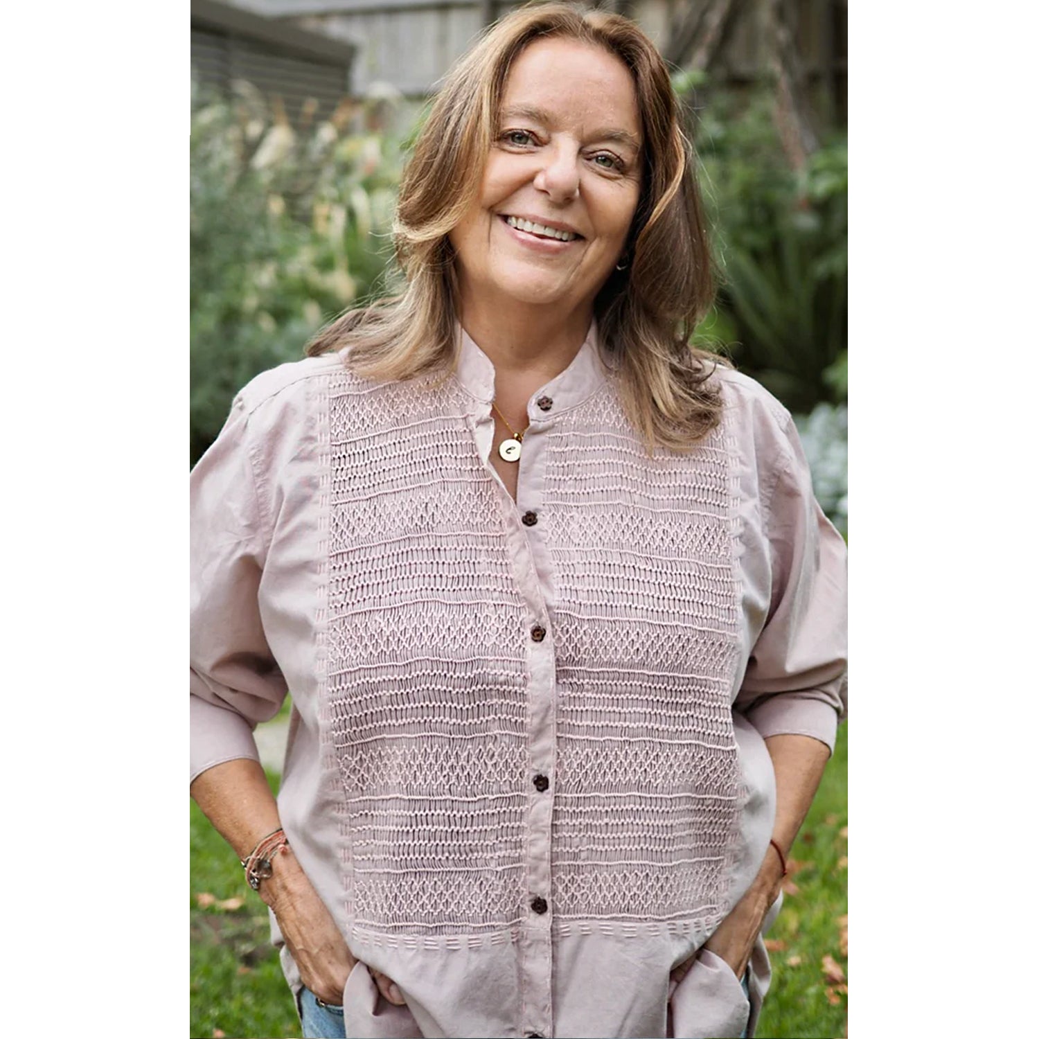 Top Smock Bib Shirt - Rose Smoke
