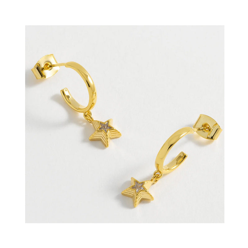 Earrings Star Hoop - Gold Plated