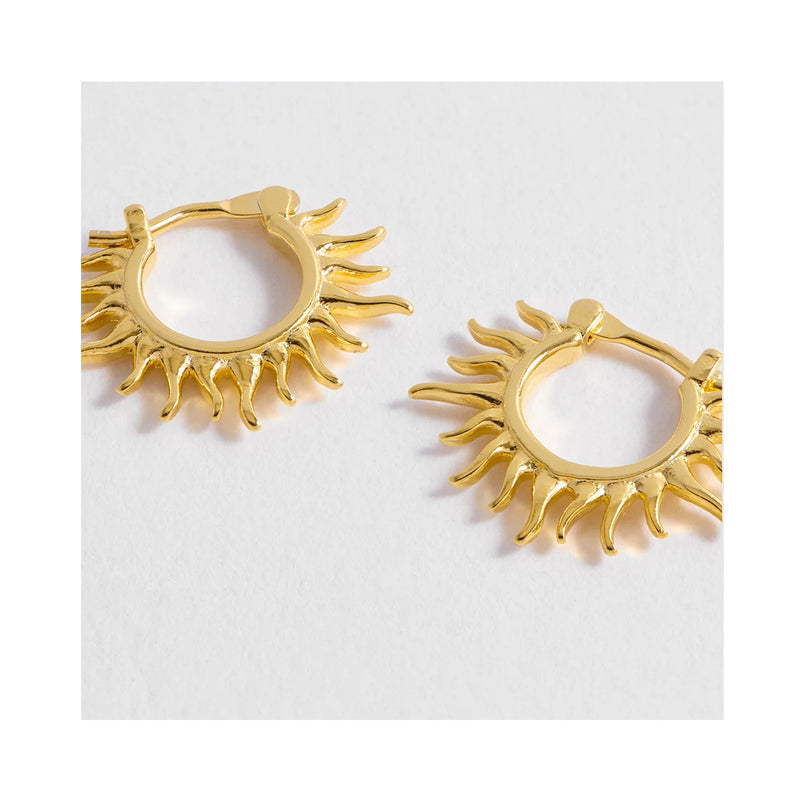 Earrings Sun Huggie Hoop - Gold Plated