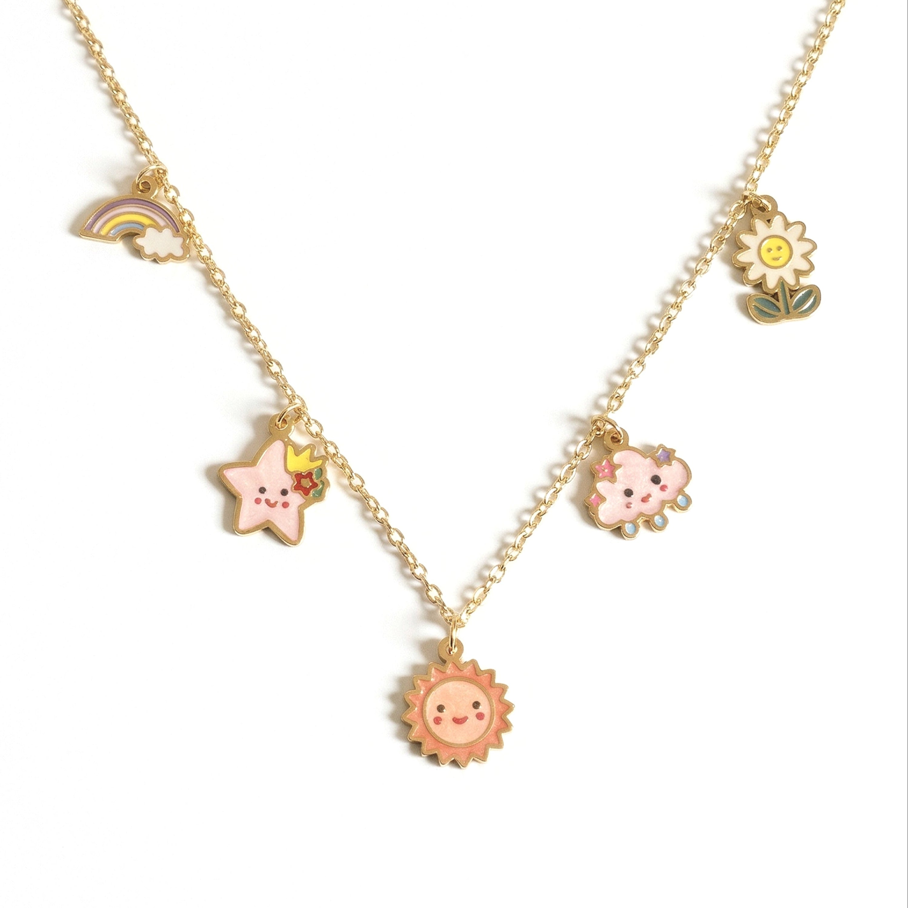 Kids Necklace Gold Plated Charm - Sunny Days