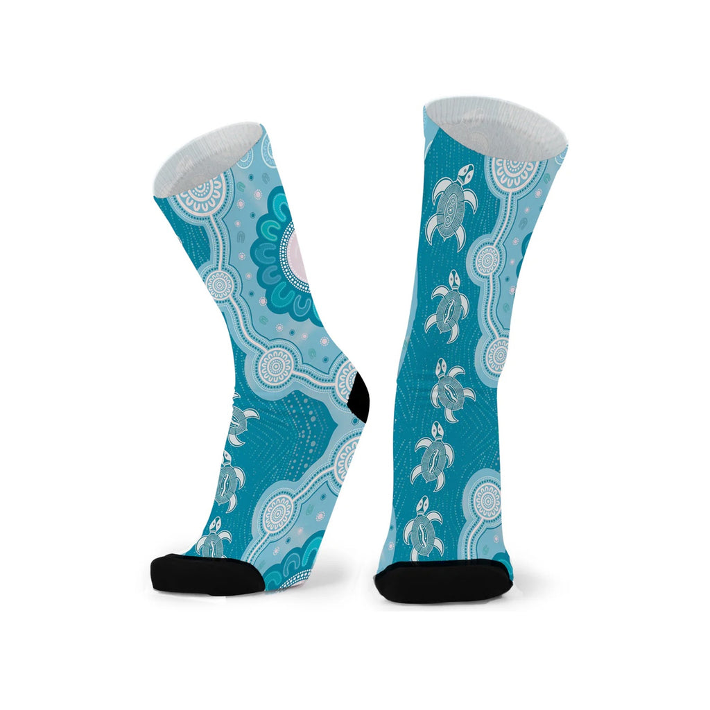 Socks Mirii Art - Swimming Turtle Family