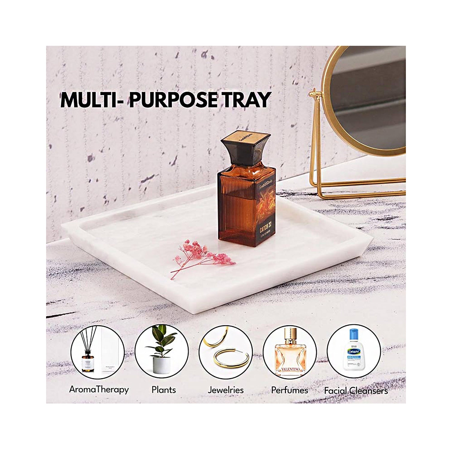 Tray Marble Square - White