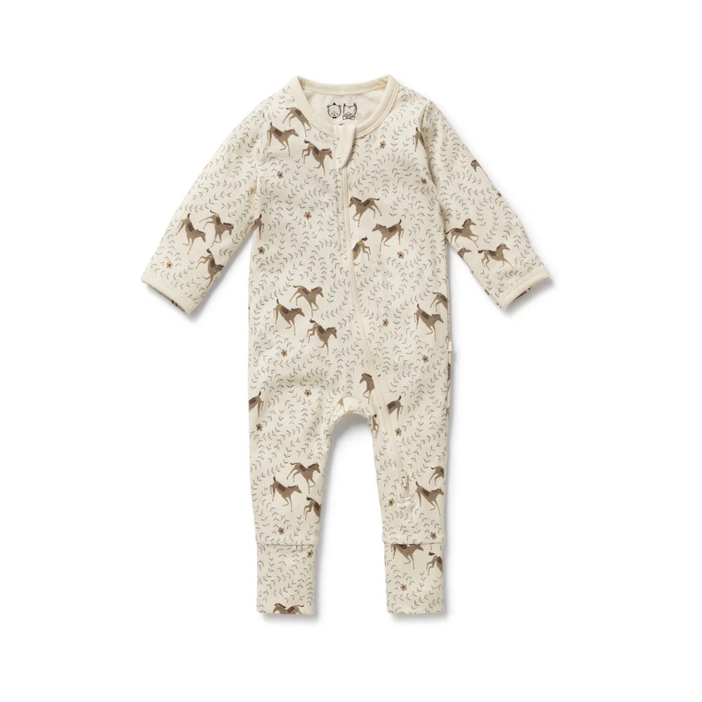 Baby Zipsuit Organic Cotton Jersey - Trixie Horse
