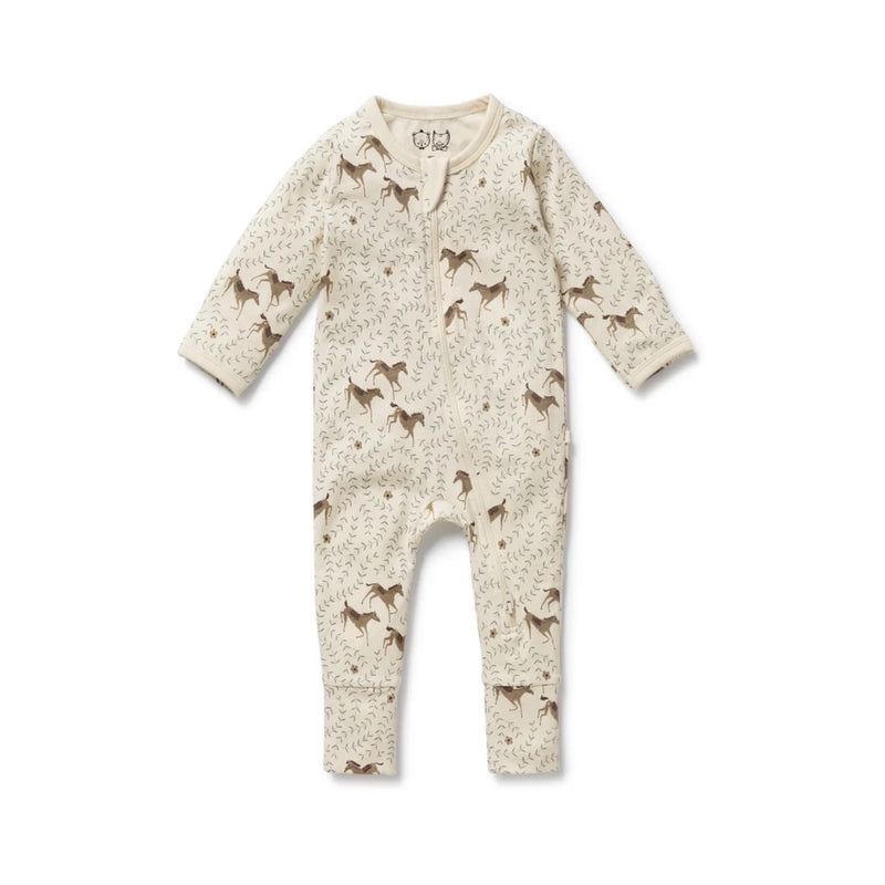 Baby Zipsuit Organic Cotton Jersey - Trixie Horse