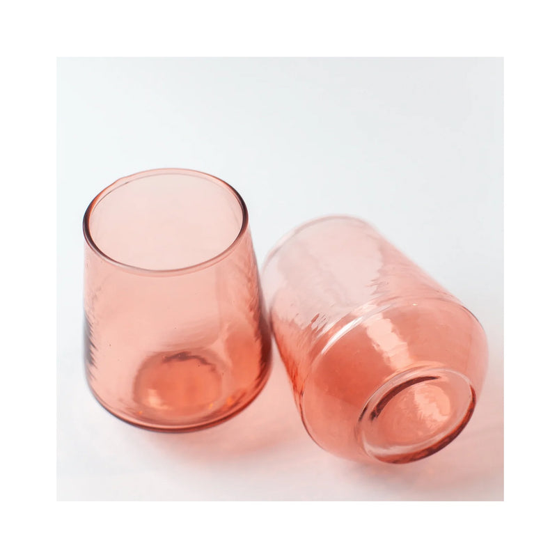 Tumblers Handblown & Hammered Pair - Blush