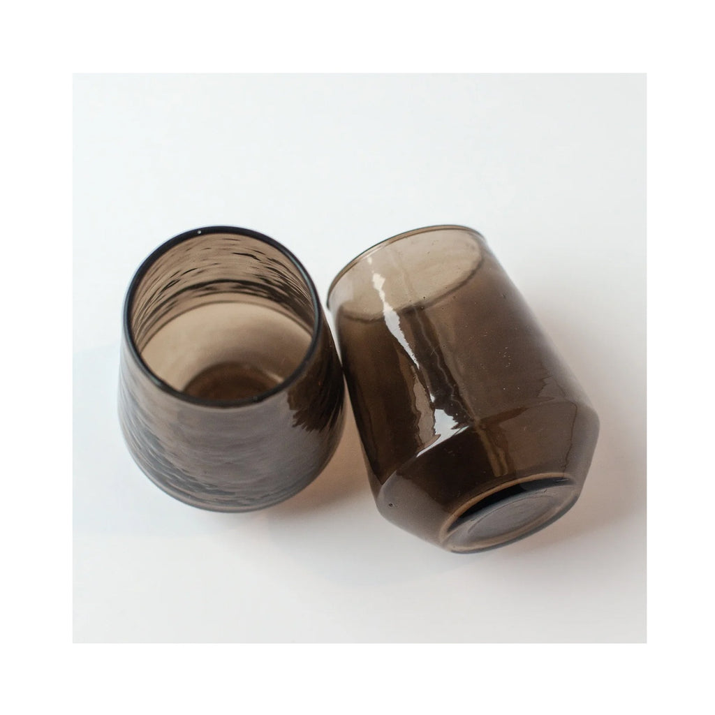 Tumblers Handblown & Hammered Pair -  Smoke