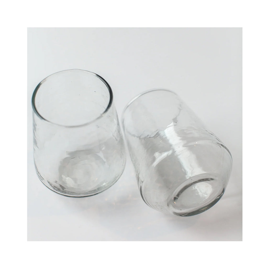 Tumblers Handblown & Hammered Pair - Clear