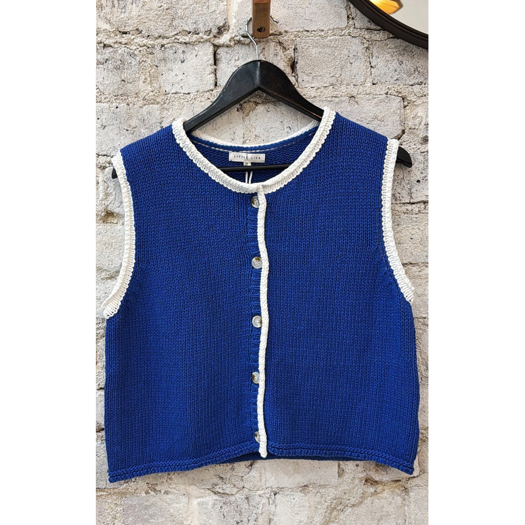 Top Contrast Raya Vest - Blue