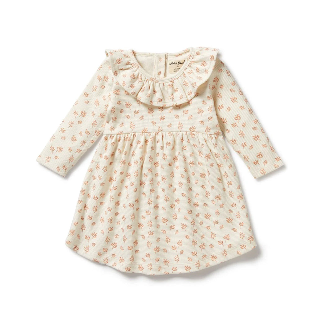 Baby Ruffle Dress Organic Waffle - Winter Bloom