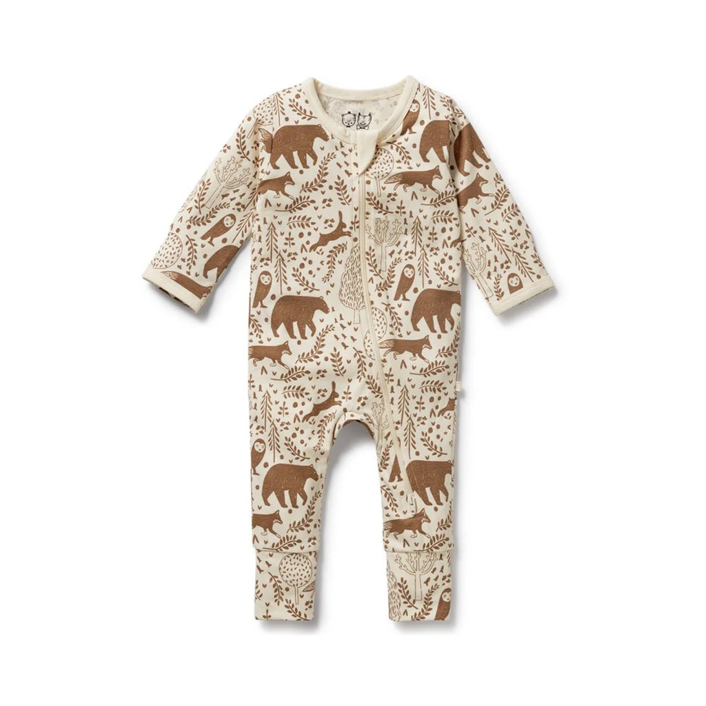 Baby Zipsuit Organic Cotton Jersey - Winter Forest