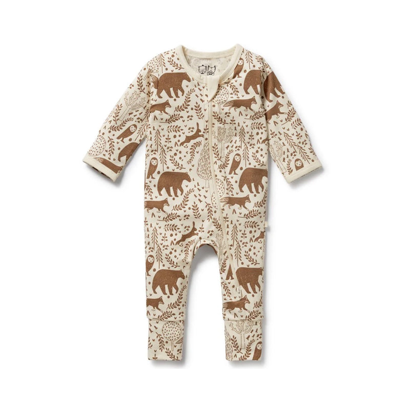Baby Zipsuit Organic Cotton Jersey - Winter Forest