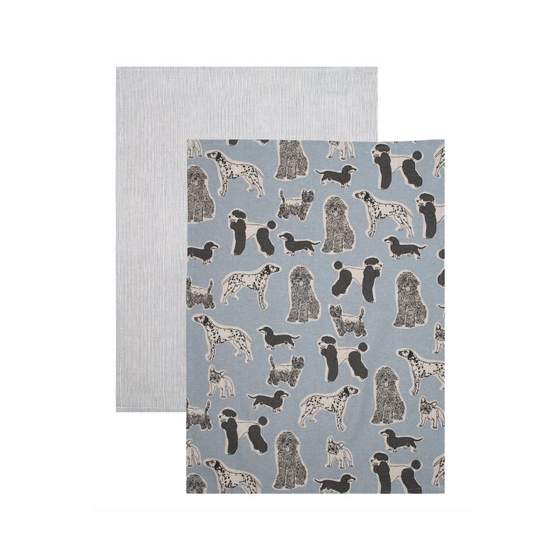 Tea Towel Pack 2 Woof - Blue Haze