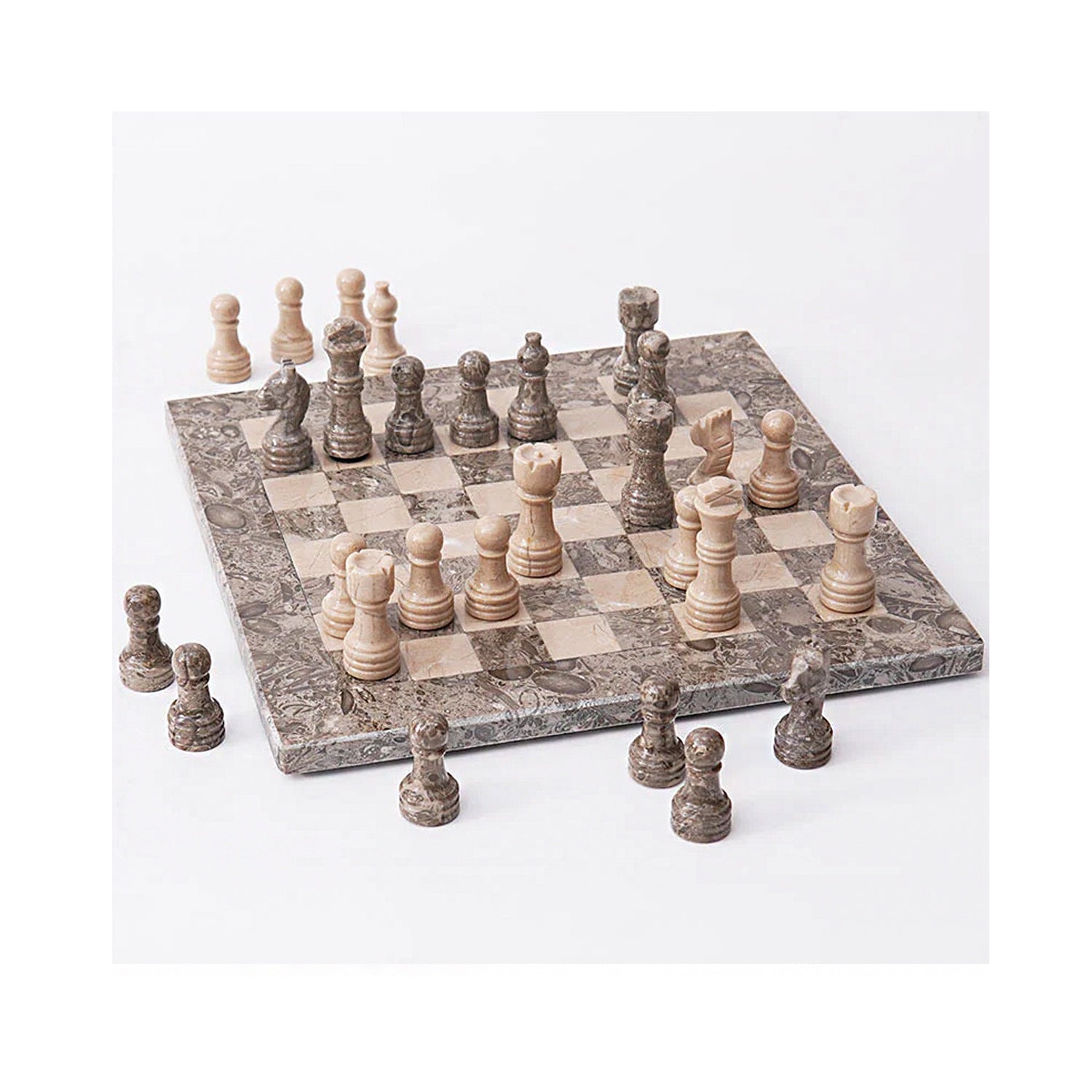 Chess Set Marble & Storage Box 25cm - Oceanic & Verona