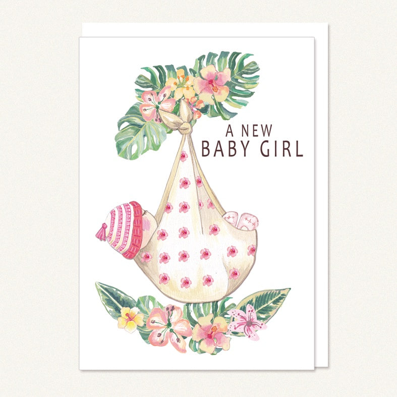 Card - baby girl swaddle card