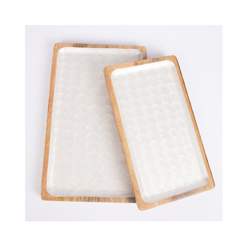 Tray Set Rectangle - White Pearl