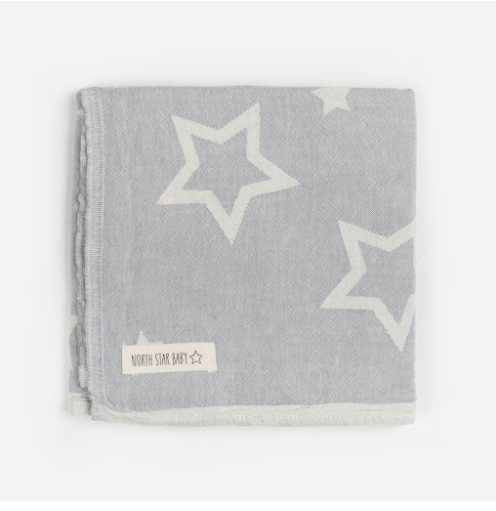 Baby Blanket Bassinet Stars Grey