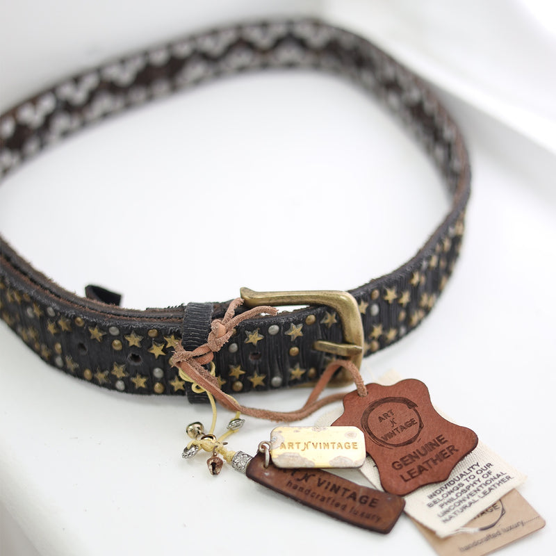 Belt Leather Star - Charcoal