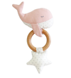 Whale Teether Rattle Squeaker - Pink
