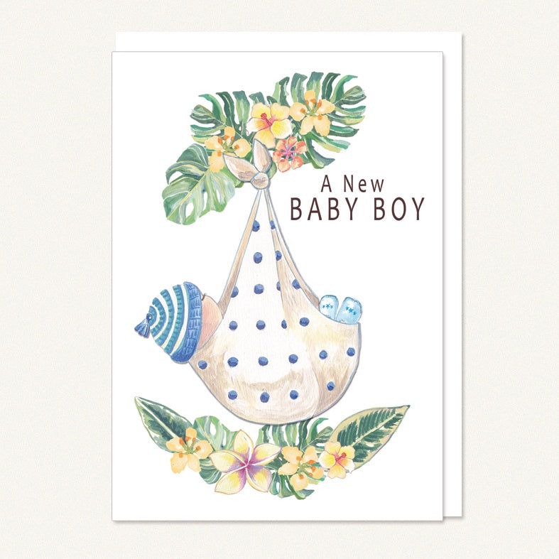 Card - baby boy swaddle