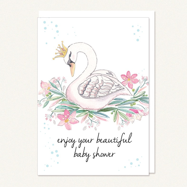 Card - baby shower swan