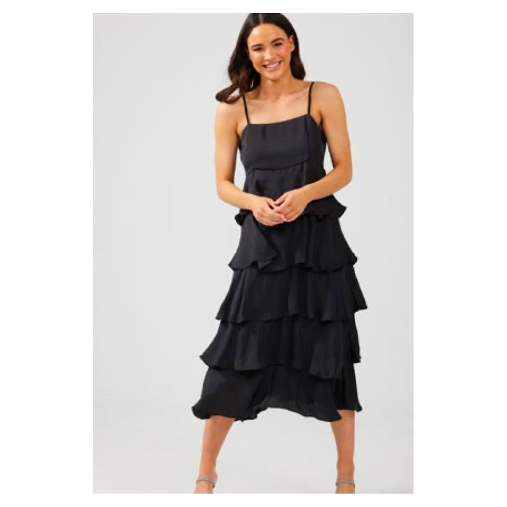 Dress Inspiration Tiered - Black Silky