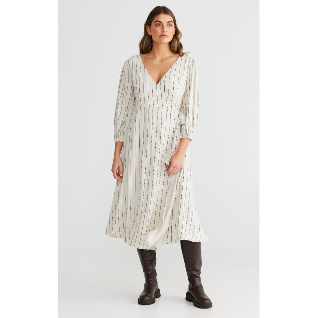 Dress Amor Wrap - Pinstripe