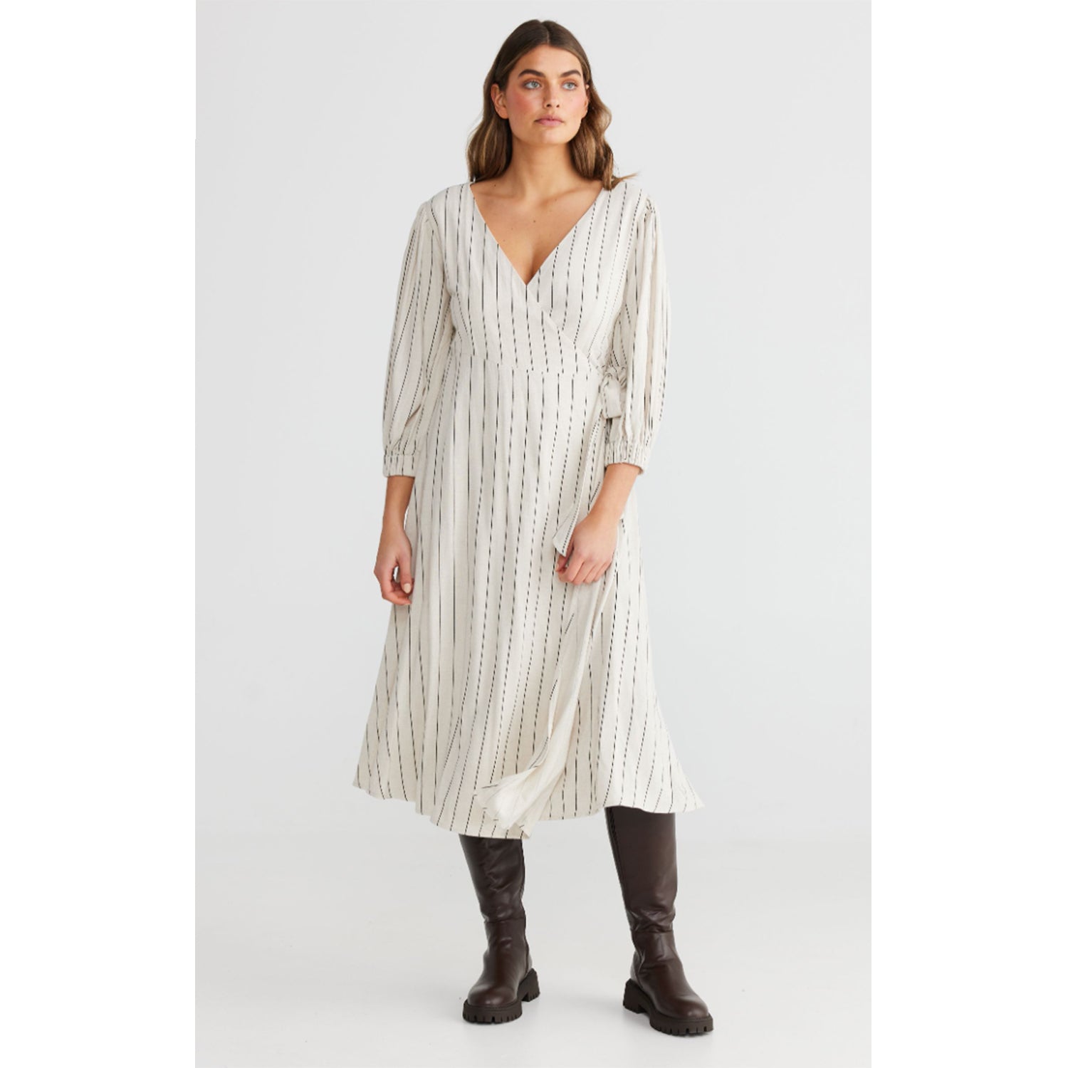 Dress Amor Wrap - Pinstripe