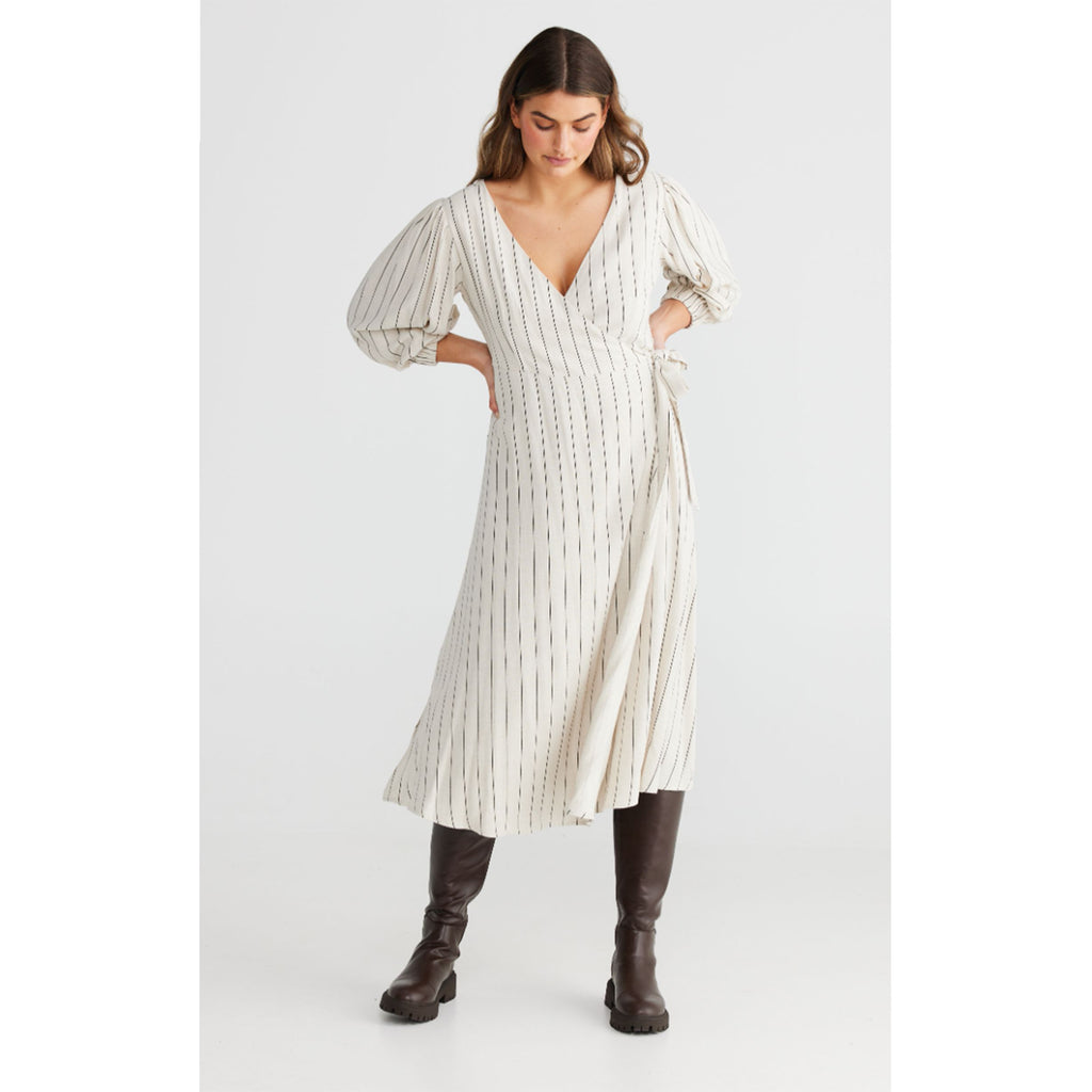 Dress Amor Wrap - Pinstripe