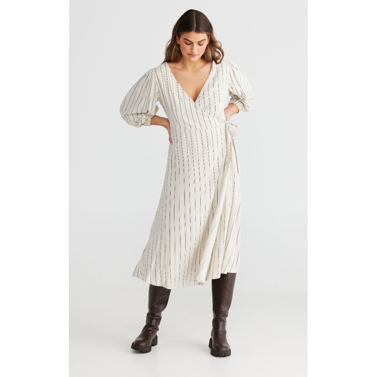 Dress Amor Wrap - Pinstripe