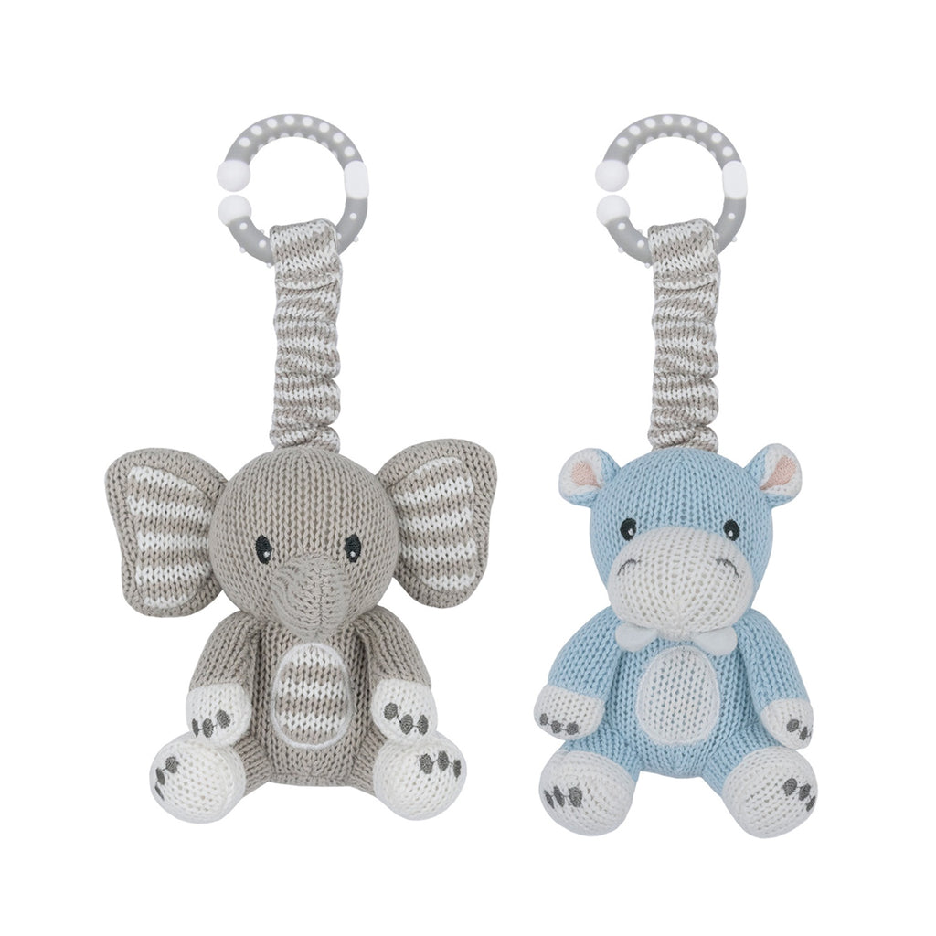 Stroller Toy Two Pack - Elephant & Hippo