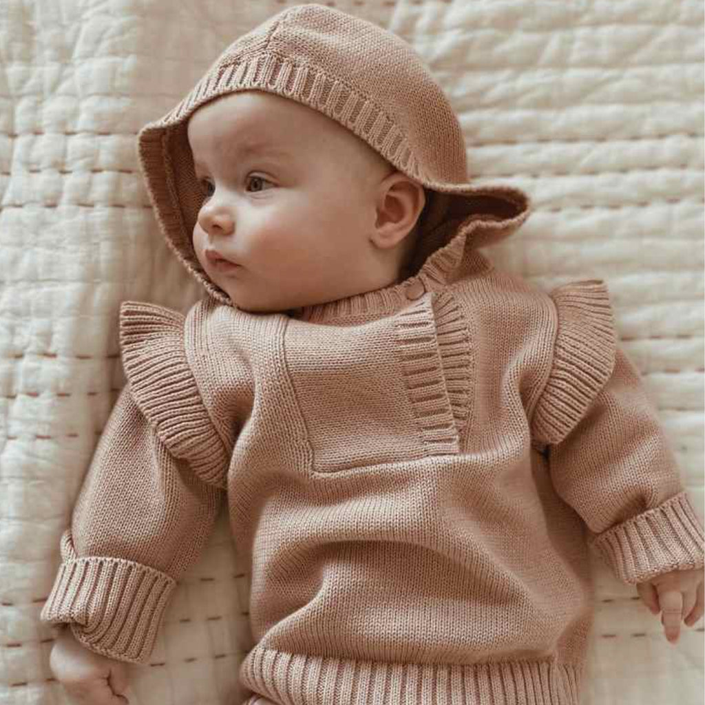 Baby Sutton Frill Knit Jumper - Petal