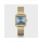 Watch - La Tetragone Gold Mesh Light Blue Stones